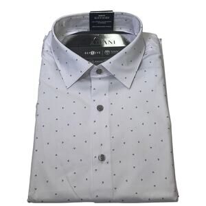 Alfani Men's Slim-Fit Temp Regulating Dress Shirt White Blue 17-17.5 36/37 $65